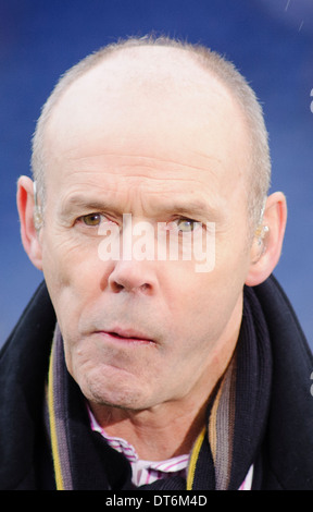 Clive Woodward arbeitet als Experte bei der Schottland V England 6 Nationen Spiel Stockfoto
