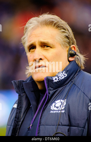 Schottland-Trainer Scott Johnson während Schottland V England 6 Nationen Spiel Stockfoto