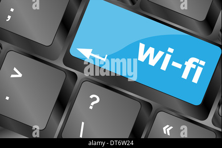 WLAN-Taste auf der Computertastatur Stockfoto