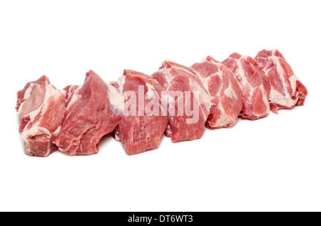 Scheiben von frischem rohem Schweinefleisch isoliert auf weißem Hintergrund Stockfoto