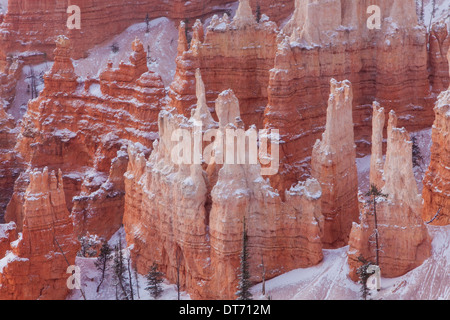 Bryce Amphitheater nach einem Schneesturm, Bryce-Canyon-Nationalpark, Utah. Stockfoto