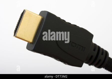 vergoldete HDMI-Anschlusskabel (männlich) Stockfoto