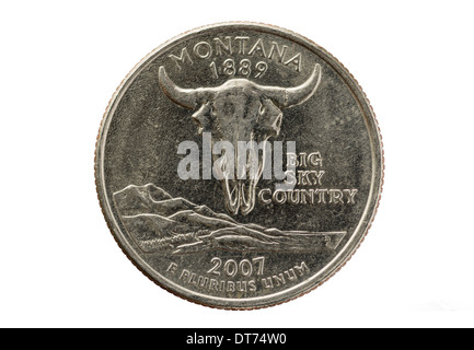 Montana state Quarter-Münze isoliert auf weißem Hintergrund Stockfoto