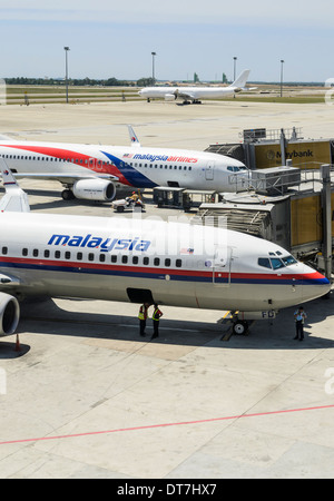 Malaysia Airlines Flugzeuge am internationalen Flughafen von Kuala Lumpur Stockfoto