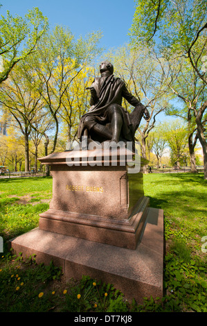Robert Burns Statue auf der Mall in Central Park in New York City, USA Stockfoto