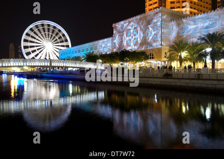 Sharjah Light Festival, Al Qasha (interne Fassaden), Sharjah, Vereinigte Arabische Emirate, Naher Osten Stockfoto