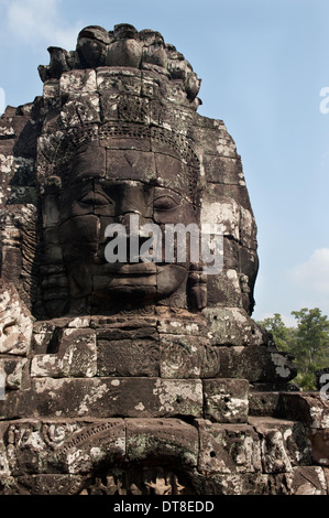 Geschnitzten Stein Gesicht bei Angkor Thom Siem Reap, Kambodscha Stockfoto