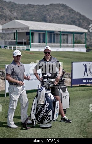 Golfer und caddy Stockfoto