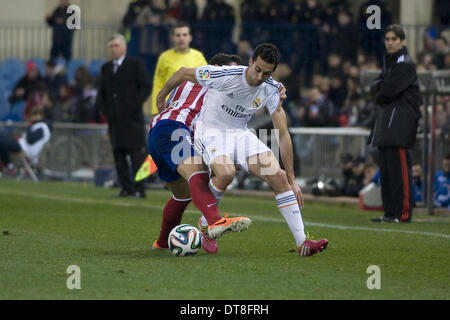 Madrid, Spanien. 11. Februar 2014. Real Madrid-Spieler während der Fußball-Spanisch Copa del Rey Halbfinale Rückspiel match Club Atletico de Madrid gegen Real Madrid CF im Vicente Calderon Stadion. Bildnachweis: Oscar Gonzalez/NurPhoto/ZUMAPRESS.com/Alamy Live-Nachrichten Stockfoto