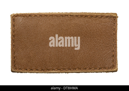 Leere Leder Jeans-Label, isoliert. Stockfoto