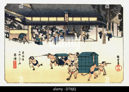Utagawa Hiroshige - 歌川 広重 - die 53 Stationen des Tokaido - Kusatsu Stockfoto