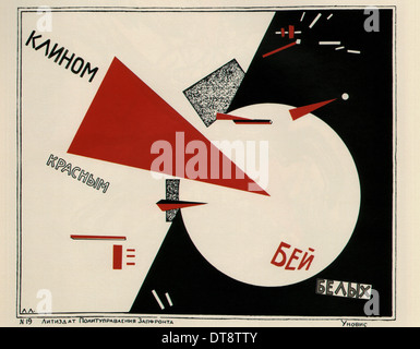 Schlagen Sie das Eiweiß mit dem roten Keil (Poster), 1920. Künstler: Lissitzky, El (1890-1941) Stockfoto