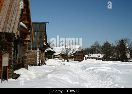 Susdal, Museum der Holzarchitektur, hölzerne Bauernhäuser Stockfoto