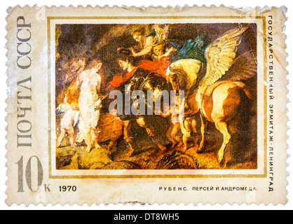 Sowjetunion - CIRCA 1970: Eine alte gebrauchte USSR Briefmarke zu Ehren des großen flämischen Barock-Malers Rubens ausgestellt Stockfoto