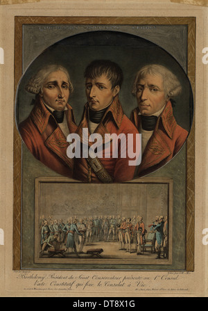 Die drei französischen Konsuln: von Jean-Jacques Régis de Cambacérès, Napoléon Bonaparte und Charles-Fran çois Artist: Duplessis-Bertaux, Jean (1747-1820) Stockfoto