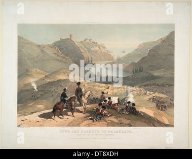 Stadt und Hafen von Balaklawa aus dem Lager der 93rd Highlanders, 1854. Artist: O'Reilly, Montagu, Lt, britische Armee (aktive Ca. 1855) Stockfoto