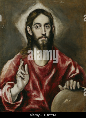 Salvator Mundi (Retter der Welt), 1608-1614. Künstler: El Greco, Dominico (1541-1614) Stockfoto