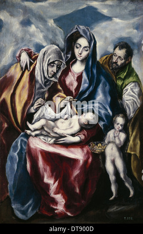 Die Heilige Familie mit Heiligen Anna und Johannes der Täufer als Kind, ca. 1600. Künstler: El Greco, Dominico (1541-1614) Stockfoto