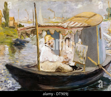 Das Boot (Claude Monet in Argenteuil), 1874. Künstler: Manet, Édouard (1832-1883) Stockfoto