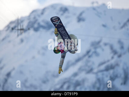 Sotschi, Russland. 11. Februar 2014. Herren Snowboard im Rosa Khutor Extreme Park während der Olympischen Winterspiele 2014 in Sotschi. Bildnachweis: Paul Kitagaki Jr./ZUMAPRESS.com/Alamy Live-Nachrichten Stockfoto