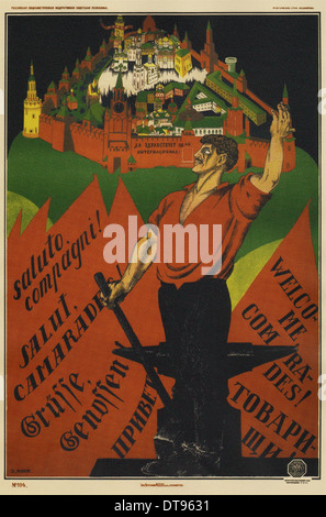Lang lebe den 3. internationalen!, 1920. Künstler: Moor, Dmitri Stachievich (1883-1946) Stockfoto