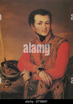 Porträt von Artemy Lazarev (1791-1813), fahren Mitarbeiter Meister der Leibgarde Husaren-Regiment, der 1820er Jahre. Künstler: anonym Stockfoto