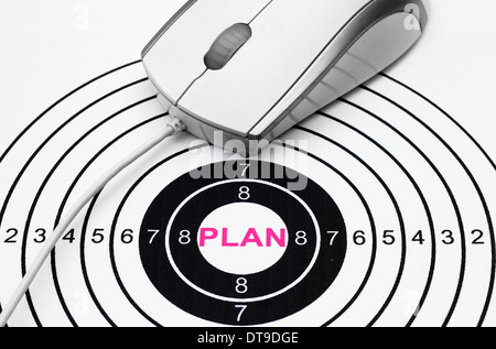 Text auf dem Ziel planen Stockfoto