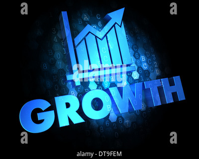 Wachstumskonzept auf dunklem Hintergrund Digital. Stockfoto