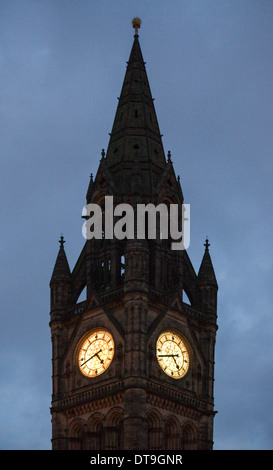 Manchester Town Hall Ziffernblatt und Turm Stockfoto