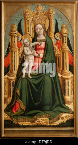 Die Jungfrau und Kind inthronisiert und zwei Engel, ca. 1450. Künstler: Vivarini, Antonio (ca. 1440-1480) Stockfoto