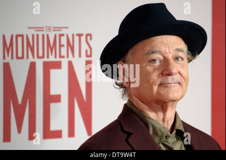 Bill Murray kommt für die UK-Premiere von "The Monuments Men" in einem zentralen London-Kino. Stockfoto