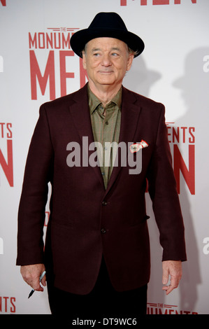 Bill Murray kommt für die UK-Premiere von "The Monuments Men" in einem zentralen London-Kino. Stockfoto