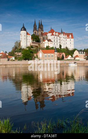 Albrechtsburg und Meißner Dom an der Elbe in Meißen, Sachsen, Deutschland Stockfoto