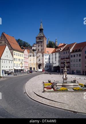 Landsberg/Lech, Hauptplatz Mit Marienbrunnen Stockfoto