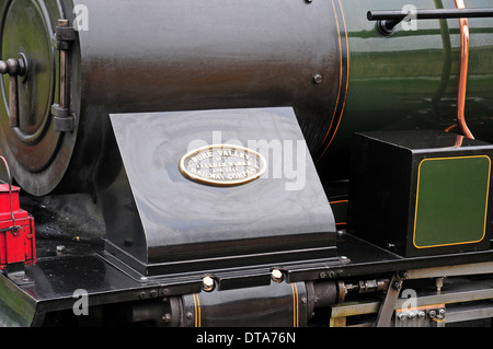 Abzeichen Sie auf "Spitfire" Dampfmaschine. Bure Vallley 15' Bahn, Norfolk. Stockfoto