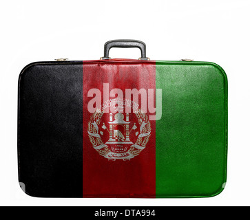 Vintage Reisetasche mit Flagge von Afghanistan Stockfoto