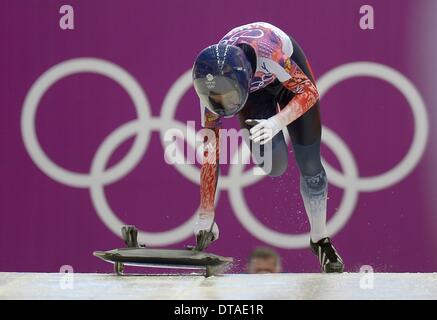 Winterspiele in Sotschi 2014: Shelley Rudman (GBR). Womens Skelett - Sanki sliding Centre - Sotschi - Russland - 13.02.2014 Credit: Sport In Bilder/Alamy Live News Stockfoto