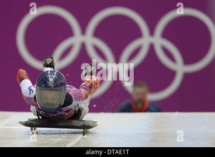 Winterspiele in Sotschi 2014: Shelley Rudman (GBR). Womens Skelett - Sanki sliding Centre - Sotschi - Russland - 13.02.2014 Credit: Sport In Bilder/Alamy Live News Stockfoto