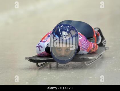Winterspiele in Sotschi 2014: Shelley Rudman (GBR). Womens Skelett - Sanki sliding Centre - Sotschi - Russland - 13.02.2014 Credit: Sport In Bilder/Alamy Live News Stockfoto