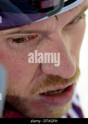 Tschechische Biathlonist Jaroslav Soukup ist während die Männer Biathlon-20 k Einzelrennen bei den Olympischen Winterspielen 2014 13. Februar 2014, in Krasnaya Polyana, Russland gesehen. (CTK Foto/römische Vondrous) Stockfoto