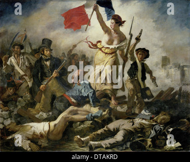 Freiheit führt das Volk, 1830. Künstler: Delacroix, Eugène (1798-1863) Stockfoto