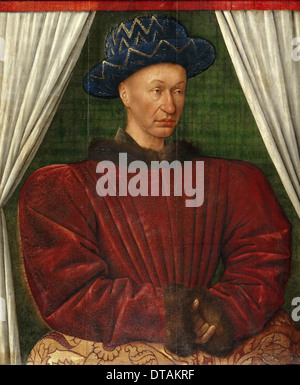 Porträt von König Karl VII. von Frankreich, 1445-1450. Artist: Fouquet, Jean (1420-1481) Stockfoto