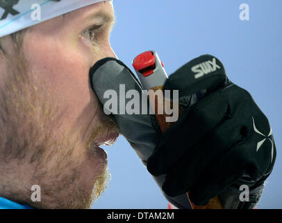 Tschechische Biathlonist Jaroslav Soukup ist während die Männer Biathlon 20 km Einzelrennen, bei den Olympischen Winterspielen 2014 13. Februar 2014, in Krasnaya Polyana, Russland gesehen. (CTK Foto/römische Vondrous) Stockfoto