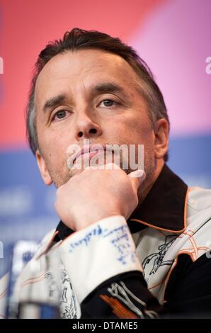 Berlin, Deutschland. 13. Februar 2014. US-Regisseur Richard Linklater stellt bei der Pressekonferenz für "Jugend" auf die 64. jährliche Berlinale in Berlin, Deutschland, 13. Februar 2014. Der Film wird im offiziellen Wettbewerb der Berlinale präsentiert die vom 06. bis 16. Februar 2014 läuft. Foto: Daniel Naupold/Dpa/Alamy Live News Stockfoto