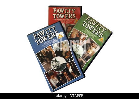 Fawlty Towers Videos auf weißem Hintergrund Stockfoto