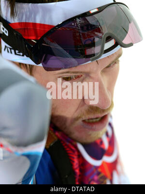 Tschechische Biathlonist Jaroslav Soukup ist während die Männer Biathlon-20 k Einzelrennen bei den Olympischen Winterspielen 2014 13. Februar 2014, in Krasnaya Polyana, Russland gesehen. (CTK Foto/römische Vondrous) Stockfoto