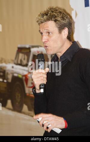 London, UK. 13. Februar 2014. Britischer Ruderer James Cracknell spricht über seine Abenteuer auf den Südpol und seinem Fahrradunfall in Amerika auf die Outdoor-Abenteuer und Travel Show bei der Londoner Excel Centre 13. 02.2014 Credit: Theodore Liasi/ZUMAPRESS.com/Alamy Live-Nachrichten Stockfoto