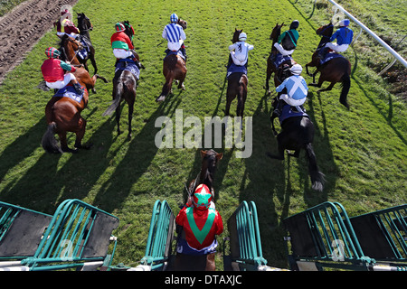 Halle, Deutschland, Pferde und jockeys zu Jahresbeginn ein Pferderennen Stockfoto