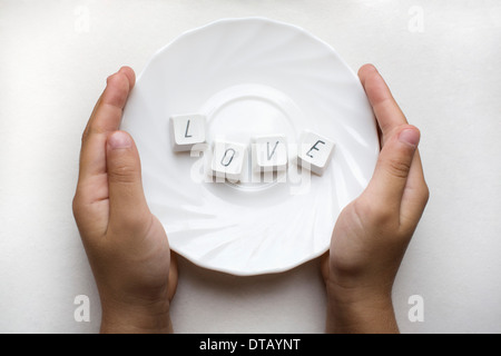 Knöpfe aus Tastatur buchstabieren Liebe Stockfoto