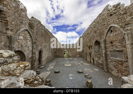 Clonmacnoise Kathedrale. Das Kloster von Clonmacnoise. Stockfoto